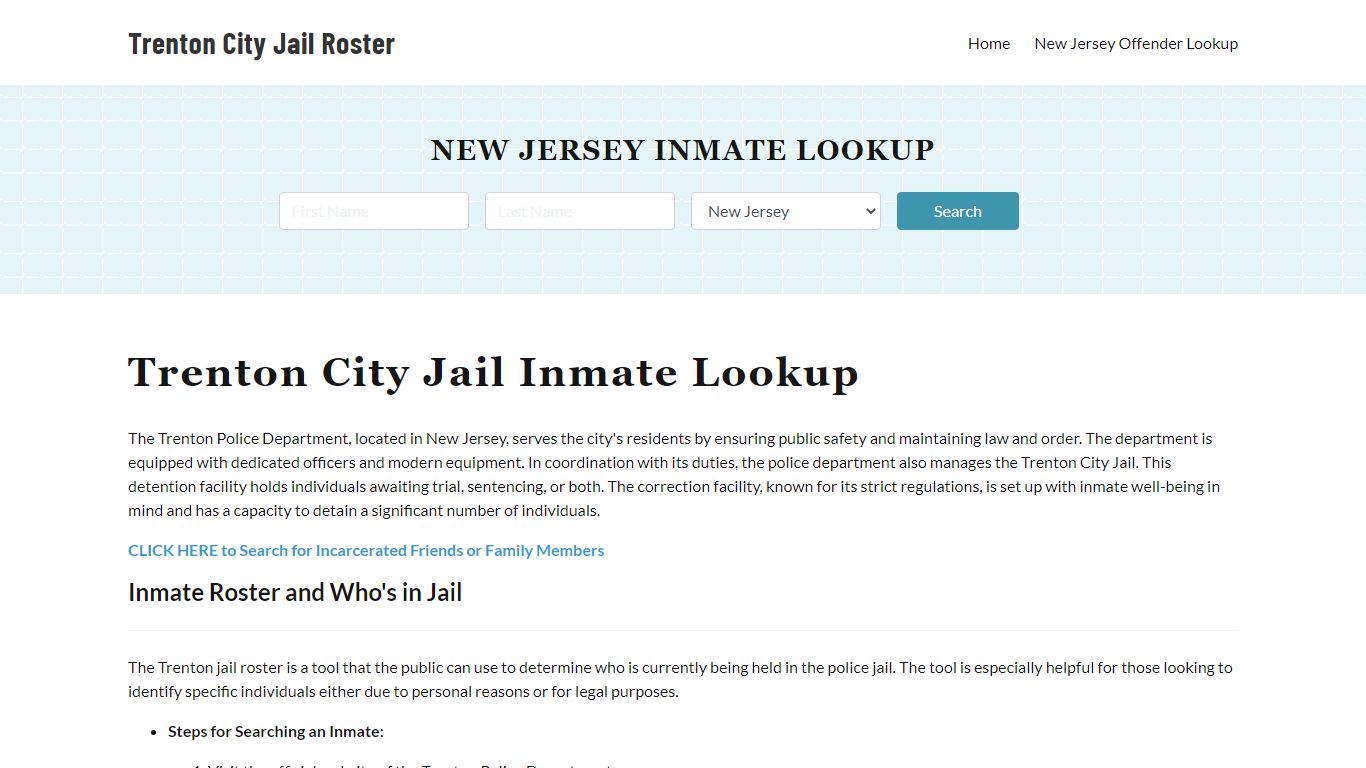 Trenton Police Department & City Jail, NJ Inmate Roster, Arrests, Mugshots